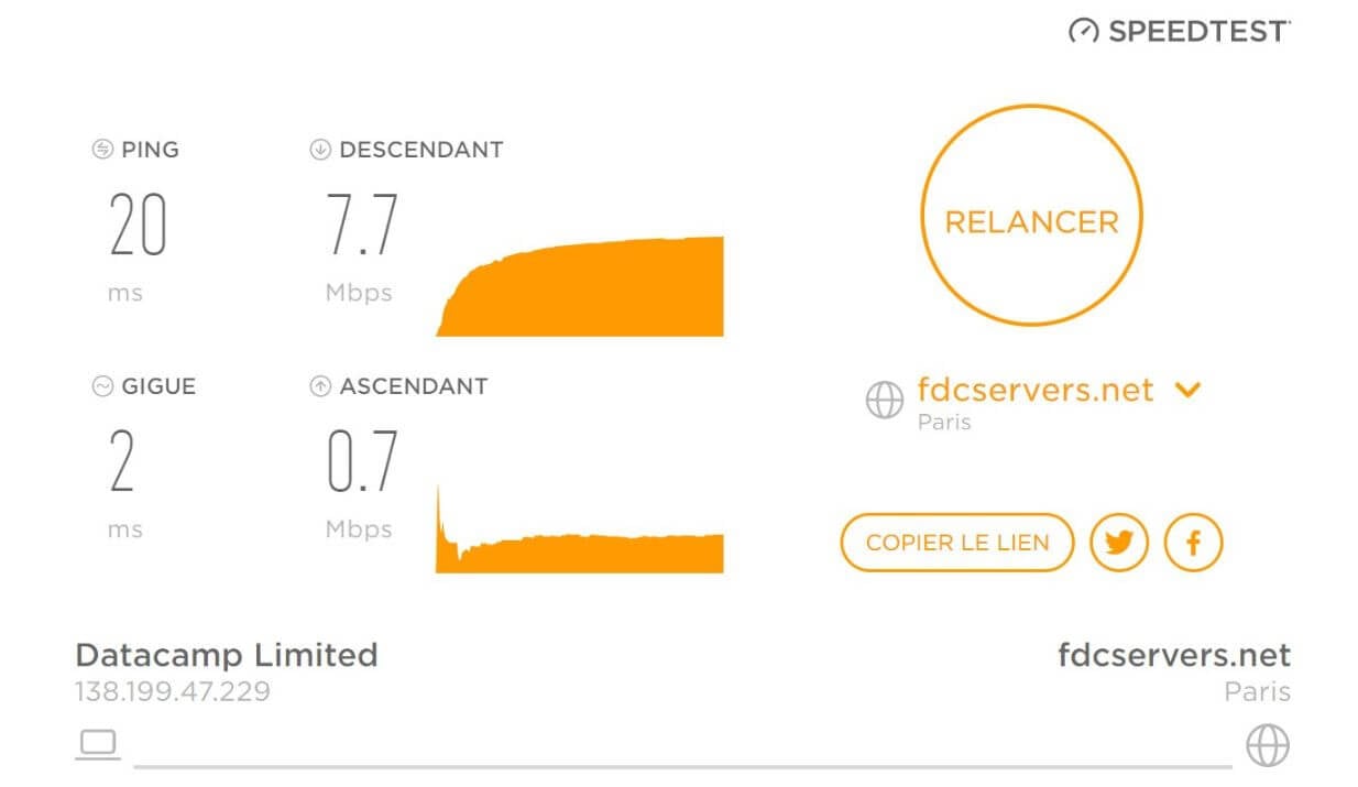 Test de connexion avec Windscribe à Paris