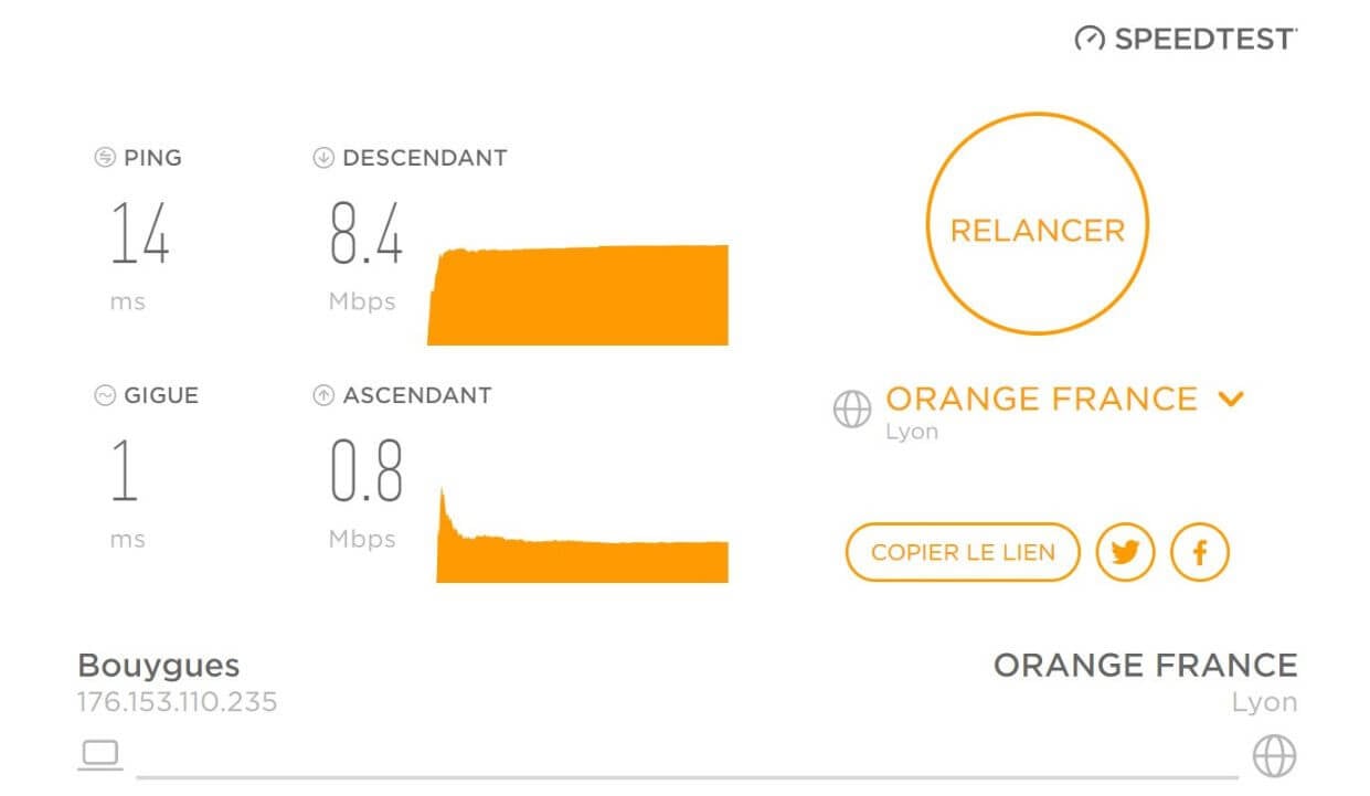 Test de connexion sans Windscribe