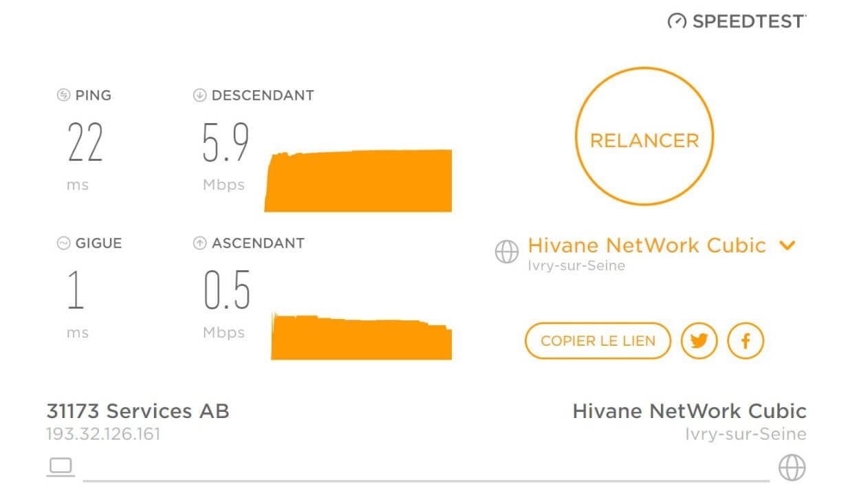 Test de connexion avec Mullvad VPN à Paris