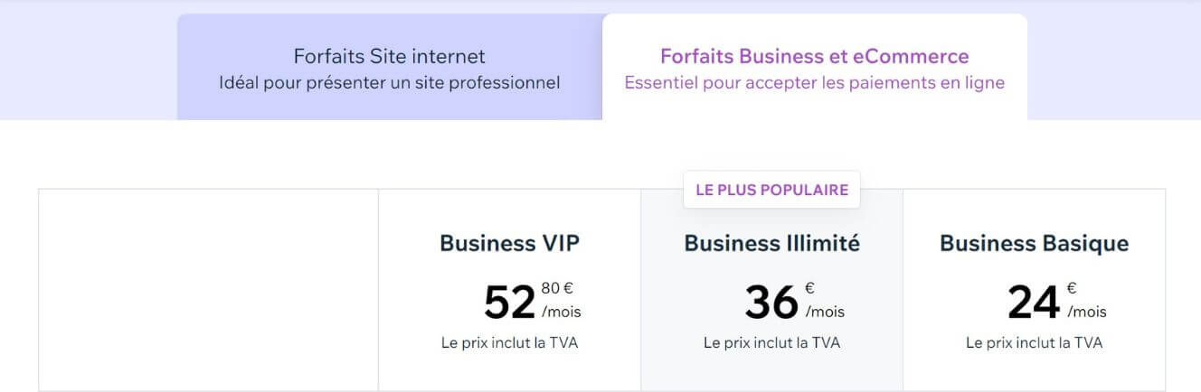 Abonnements e-commerce Wix