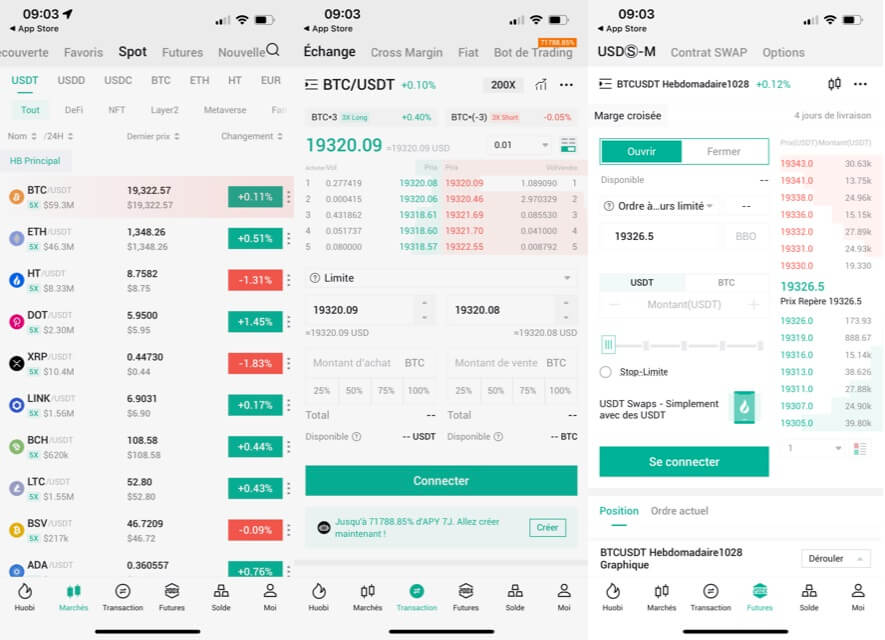 interface mobile huobi