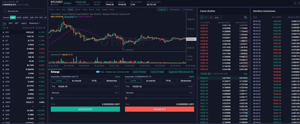 interface trading huobi