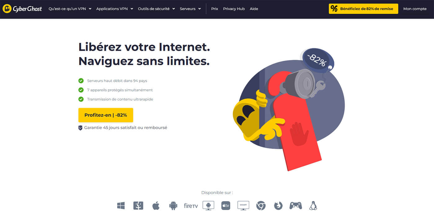 CyberGhost VPN Page accueil