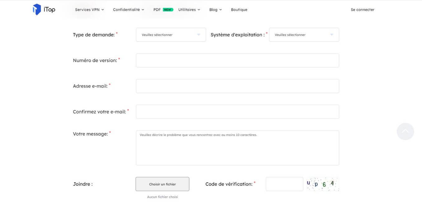 Formulaire de contact iTop VPN