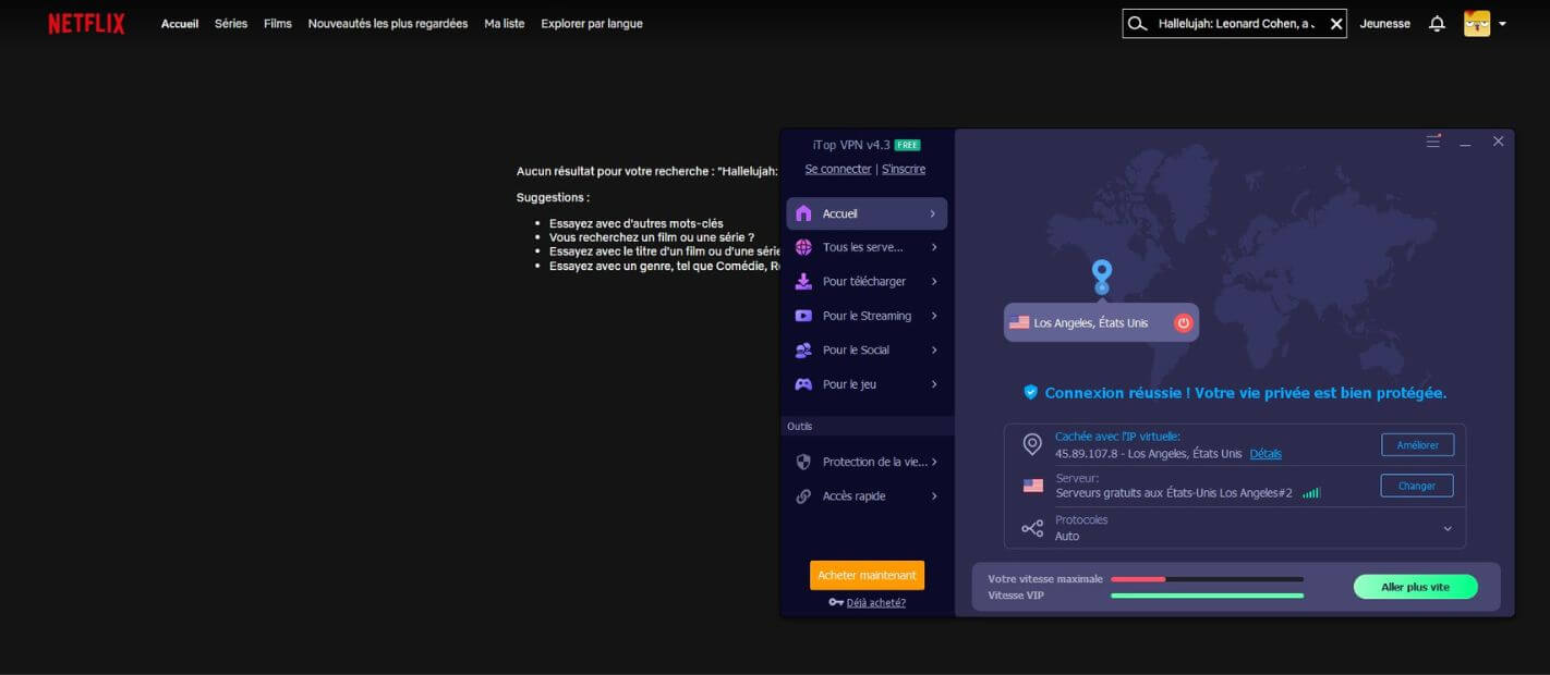 Netflix US avec iTop VPN