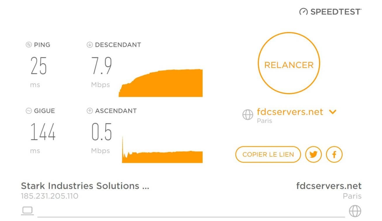 Test de vitesse de connexion avec iTop VPN