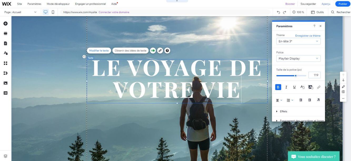 Exemple d'une création de site avec Wix