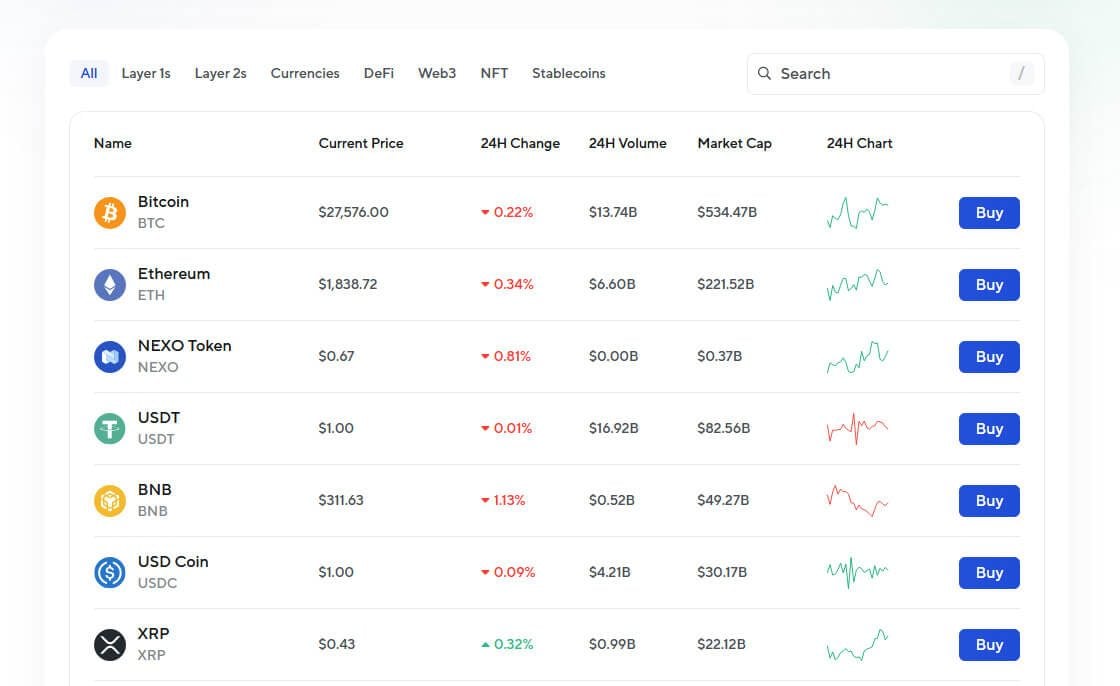 Acheter crypto Nexo