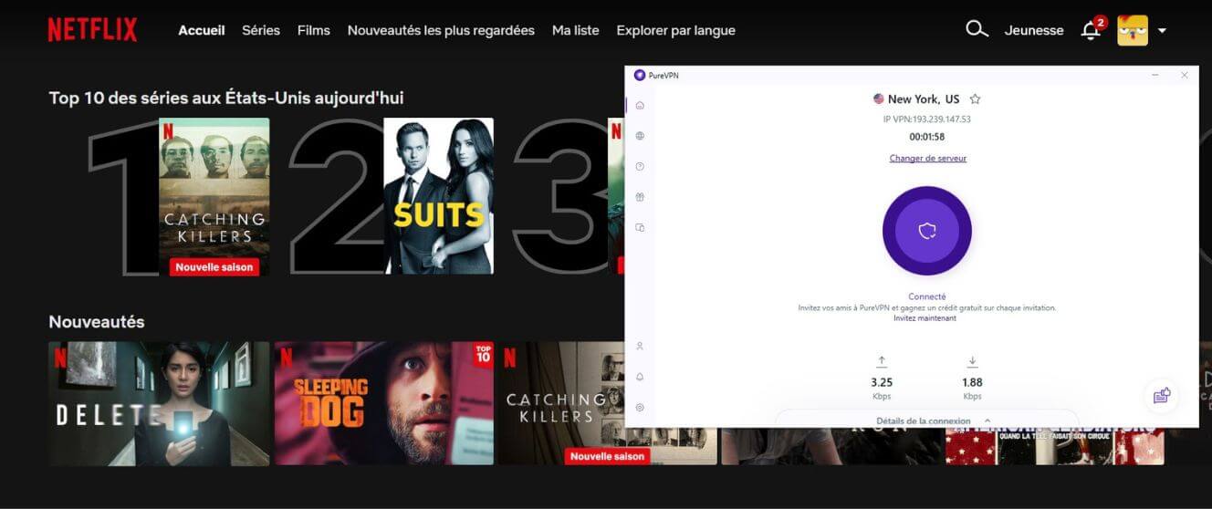 Netflix US avec PureVPN