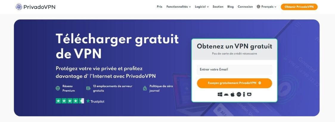 PrivadoVPN gratuit pour les États-Unis