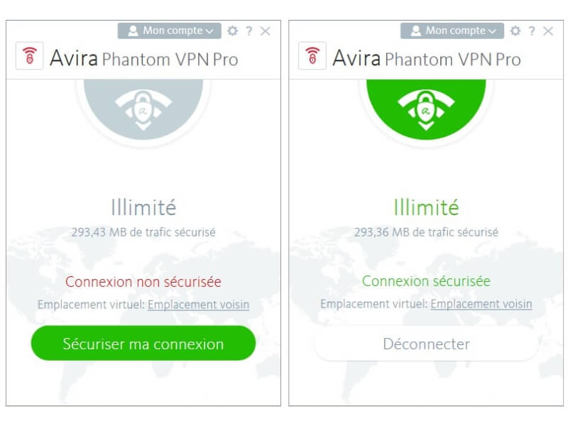 Application Windows d'Avira Phantom VPN