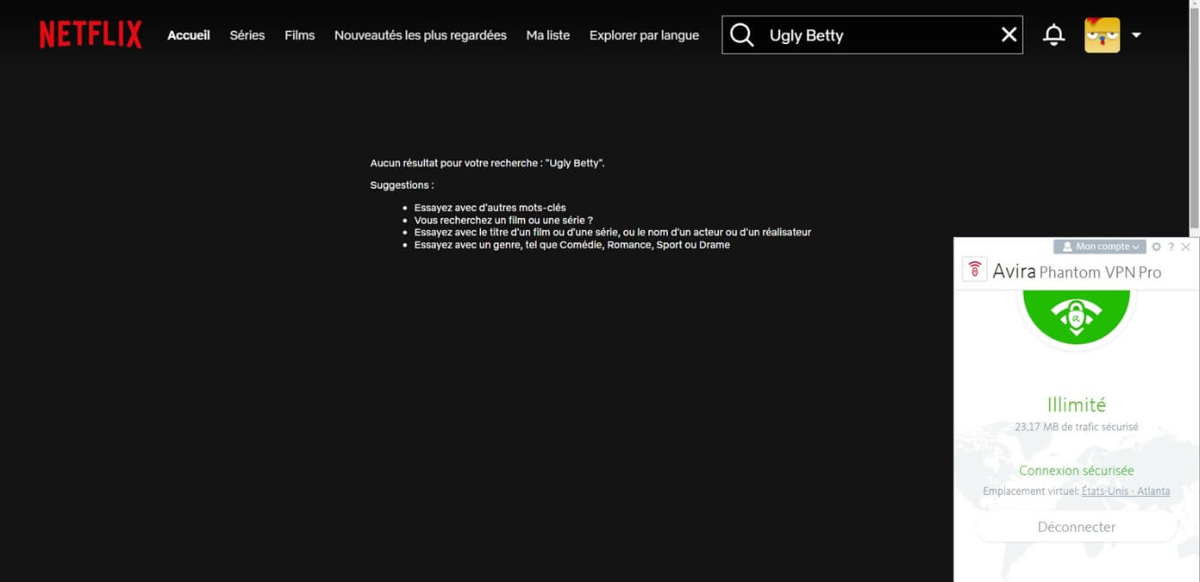 Netflix US Avec Avira Phantom VPN