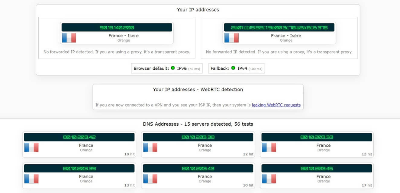 Test d'adresse IP sans Avira Phantom VPN