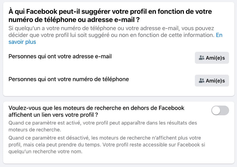 Facebook Parametre Confidentialite Resultats Recherche