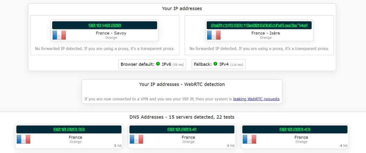 Test d'adresse IP sans Planet VPN