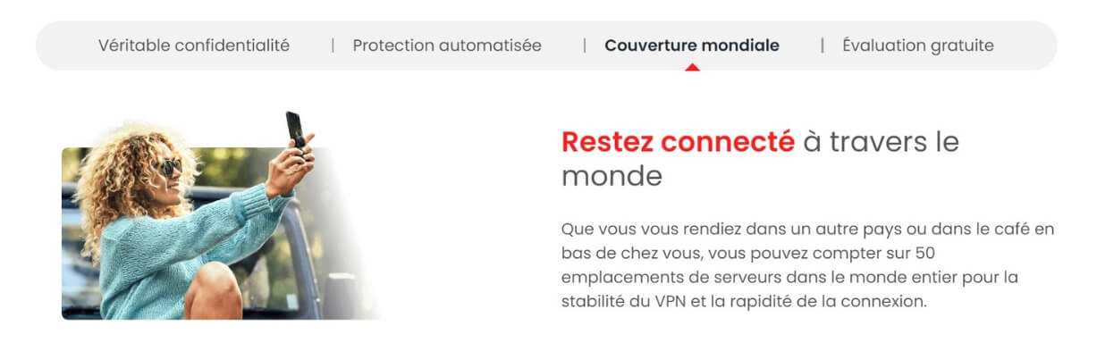 Couverture géographique de McAfee Safe Connect VPN