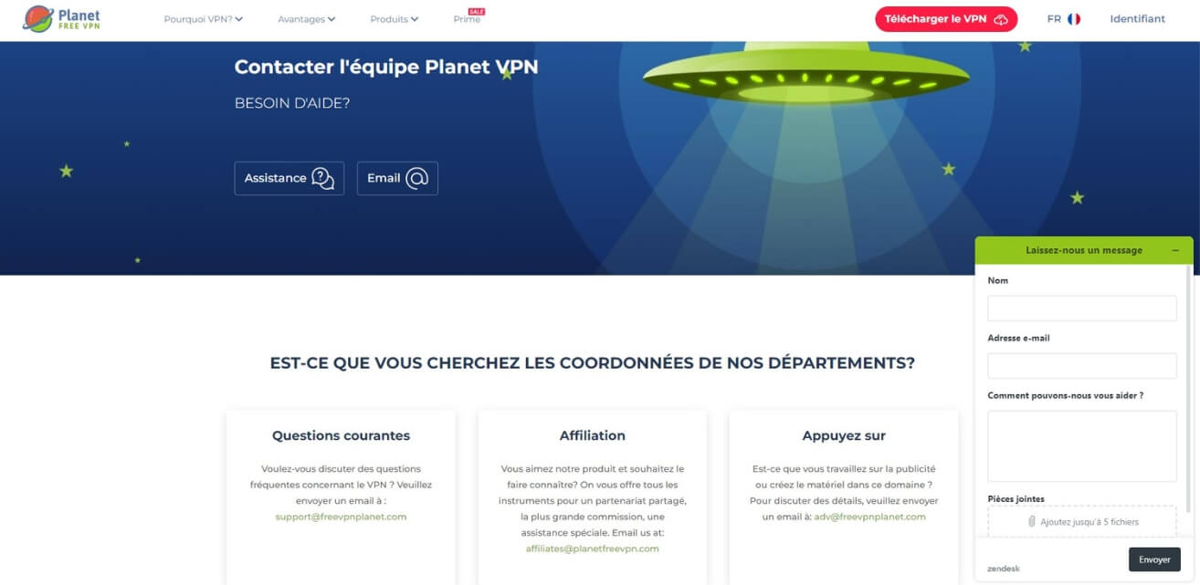 Support client de Planet VPN