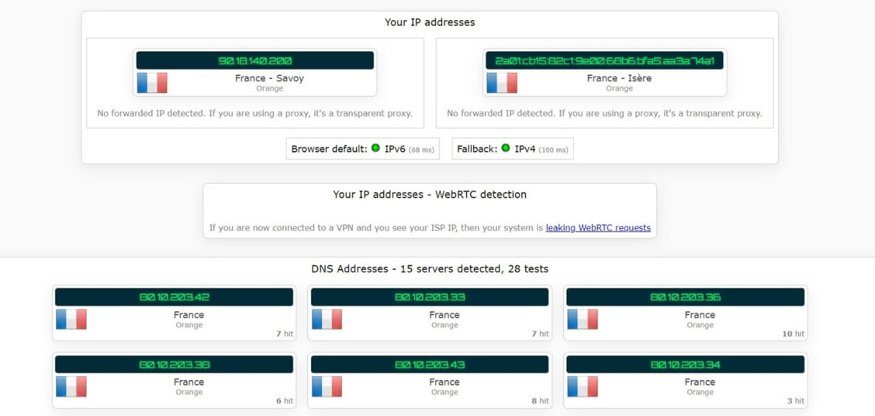 Test d'adresse IP sans Betternet VPN