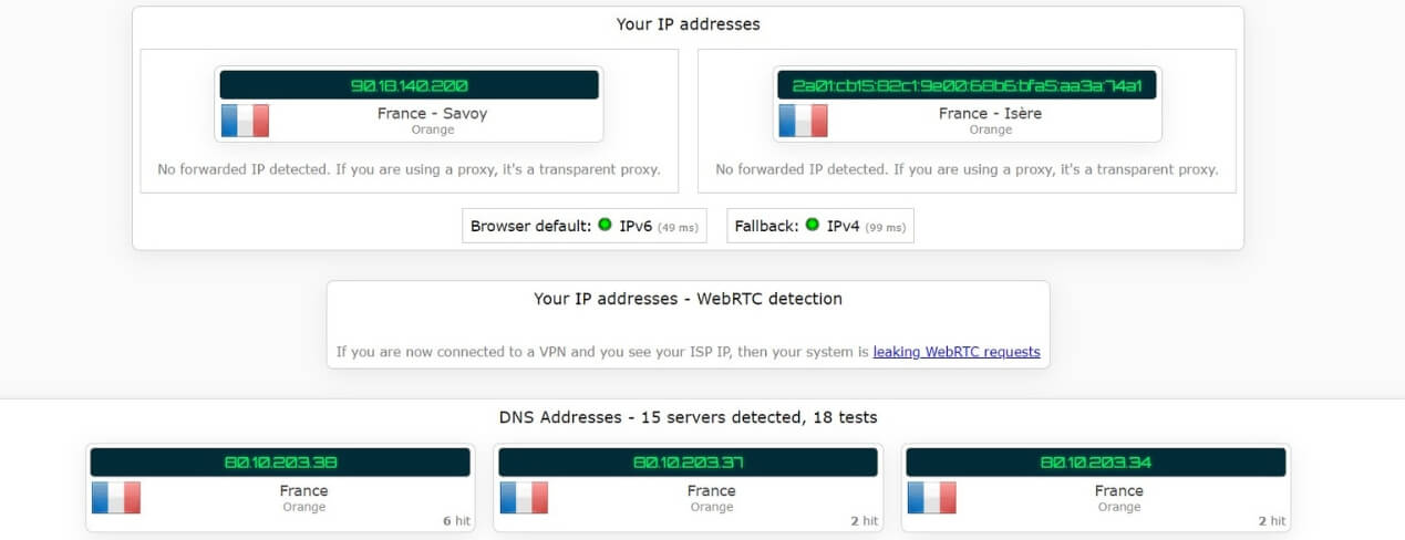 Test d'adresse IP sans Bright VPN