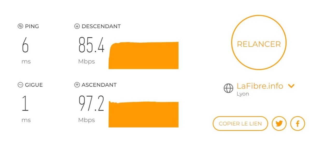 Test des débits de connexion sans McAfee Safe Connect VPN