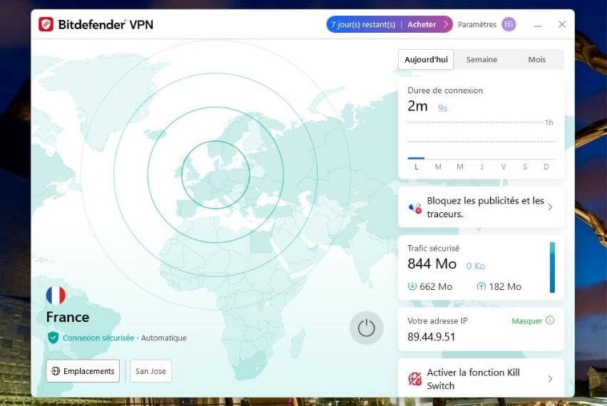 Interface Windows Bitdefender VPN