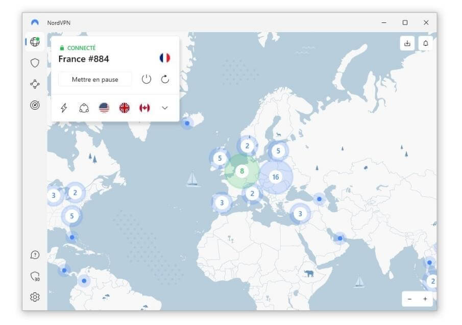 Interface Windows NordVPN