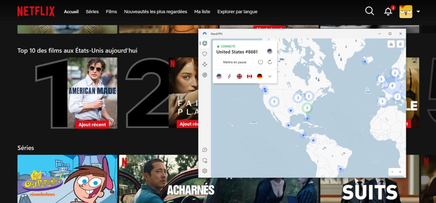 Netflix US avec NordVPN