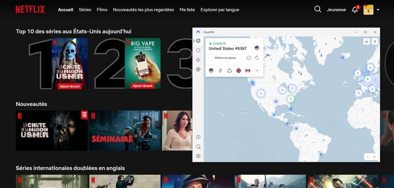 Netflix US avec NordVPN