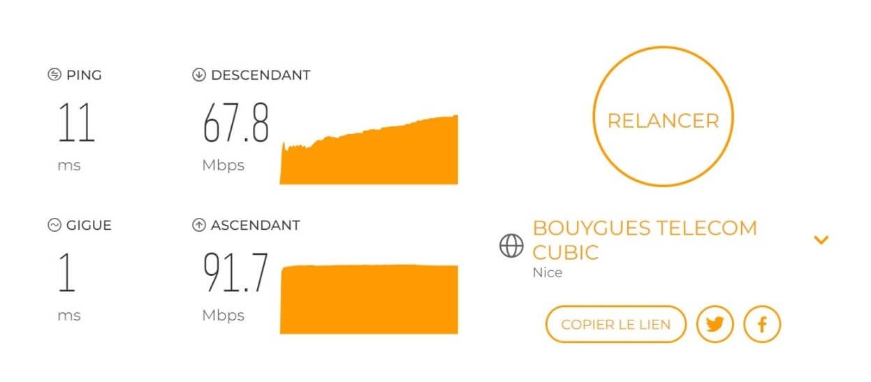 Test de la vitesse de connexion avec NordVPN