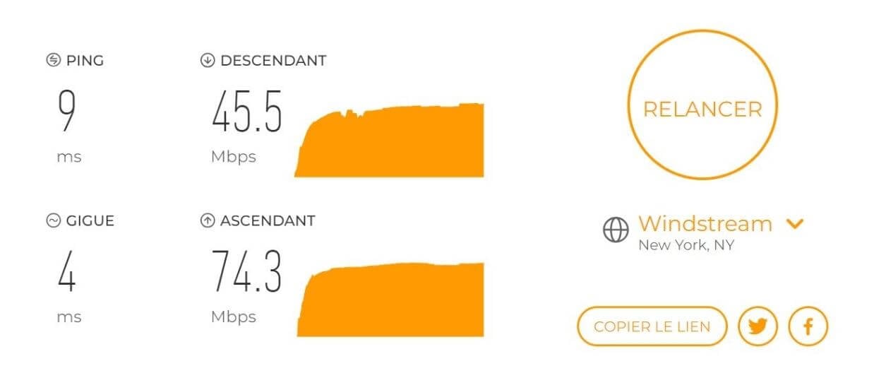 Vitesse de connexion avec NordVPN aux USA