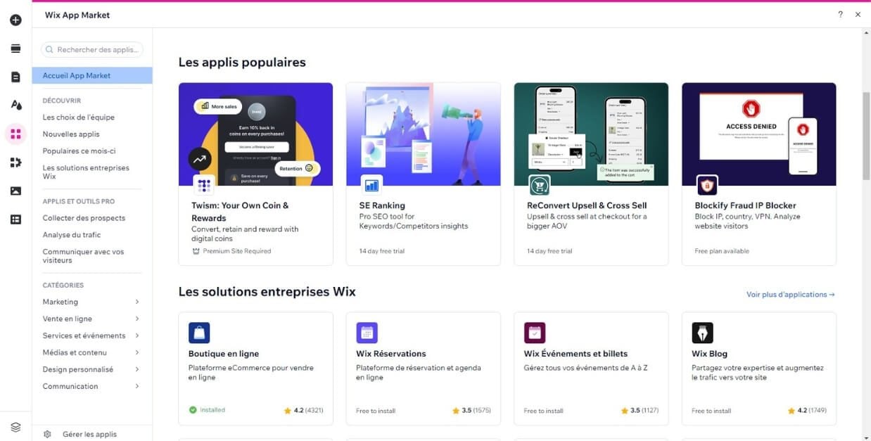 Wix App Market