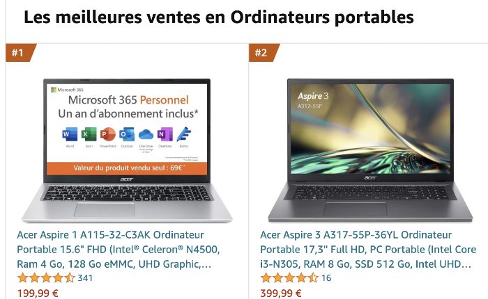 Cet ordinateur portable Acer vous revient à moins de 130 euros