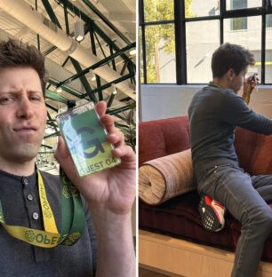 Sam Altman Retour Bureaux Openai Badge Visiteur