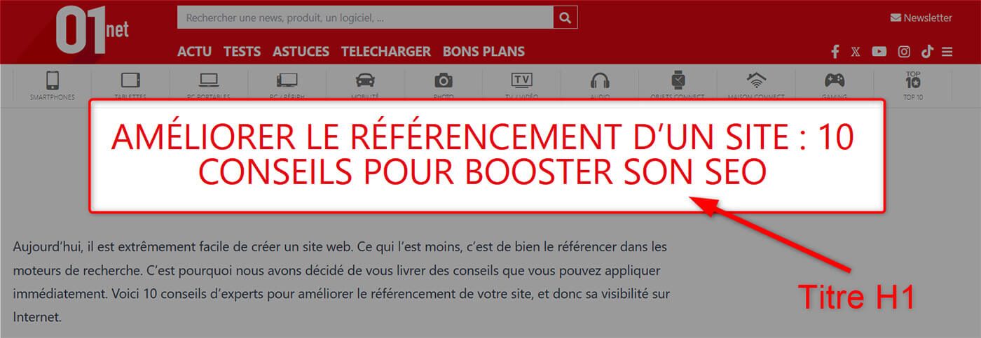 Titre H1 Amélioration Seo