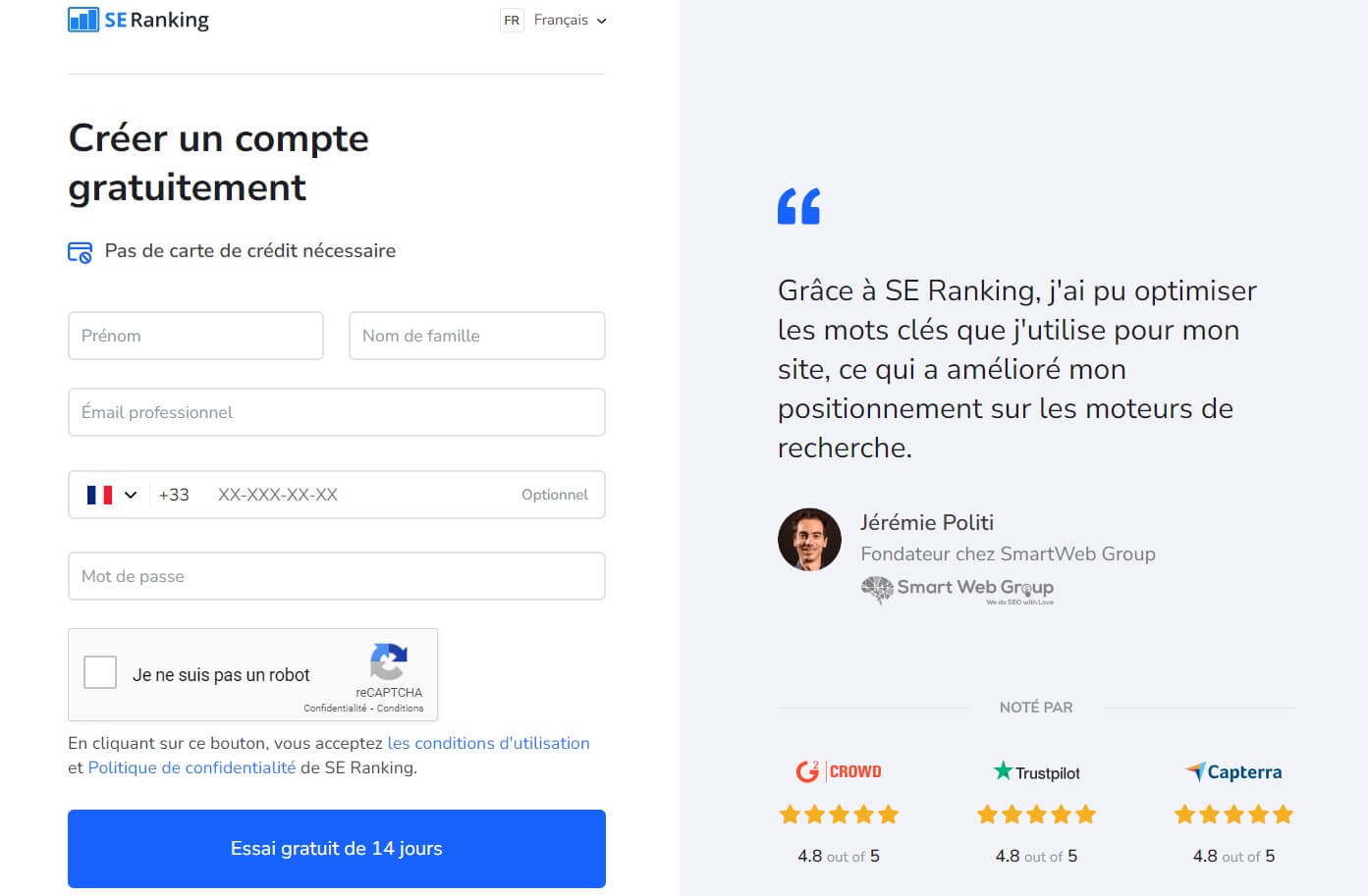 Créer Compte Gratuit Se Ranking