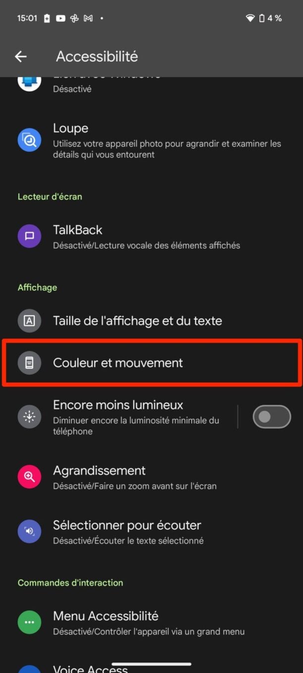 Android Réglages Inverser Les Couleurs 2