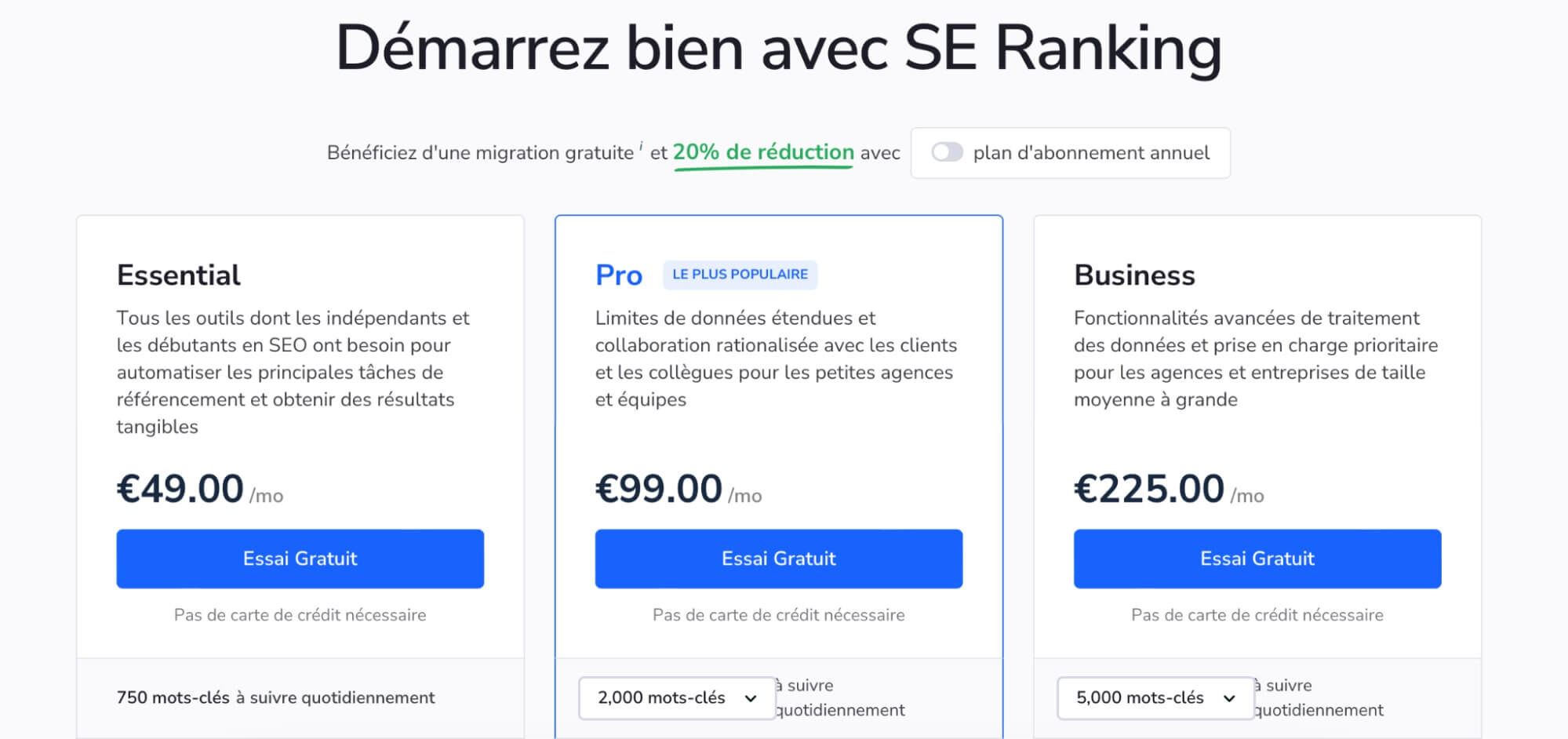 Forfaits Et Tarifs Se Ranking