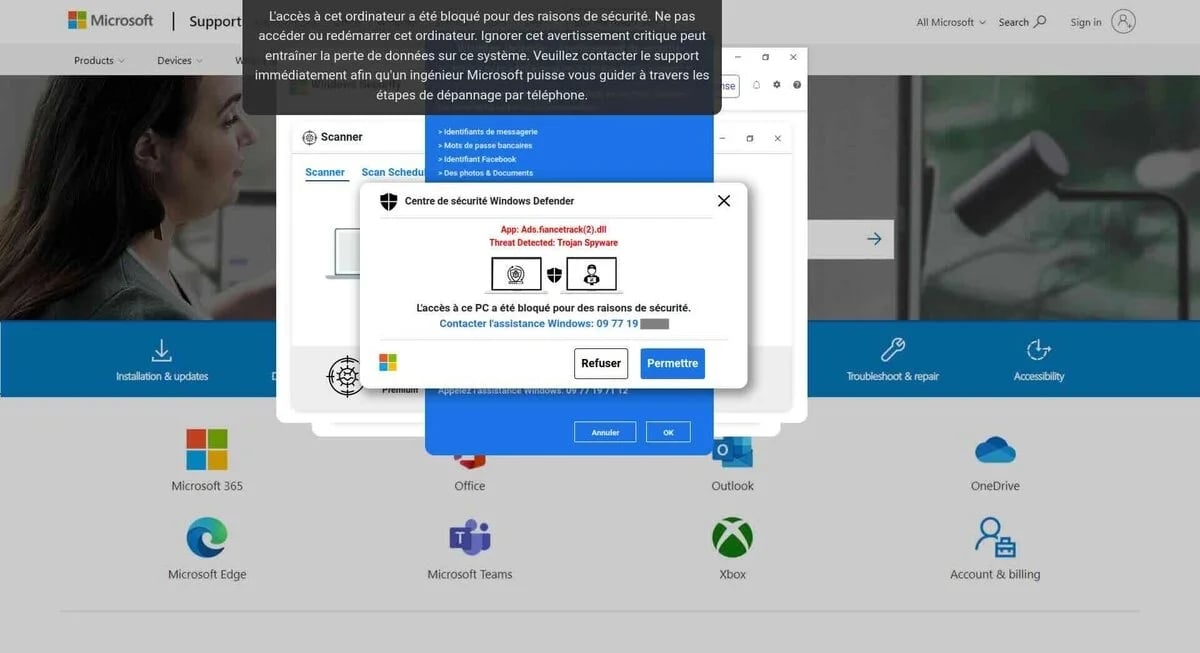 Arnaque Faux Support Microsoft