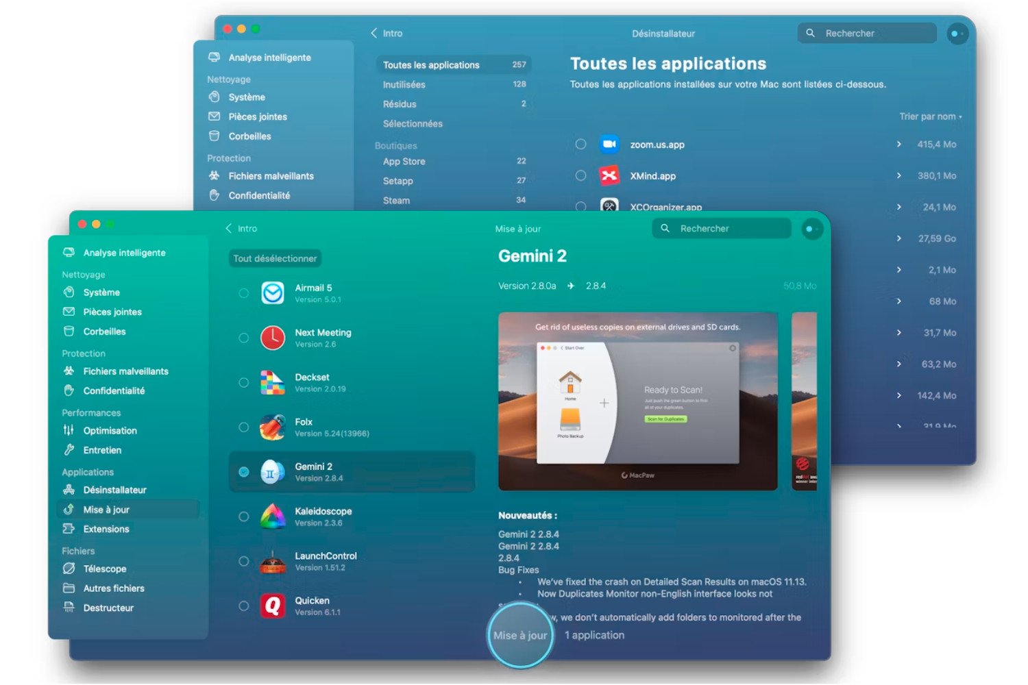 CleanMyMac X gérer apps