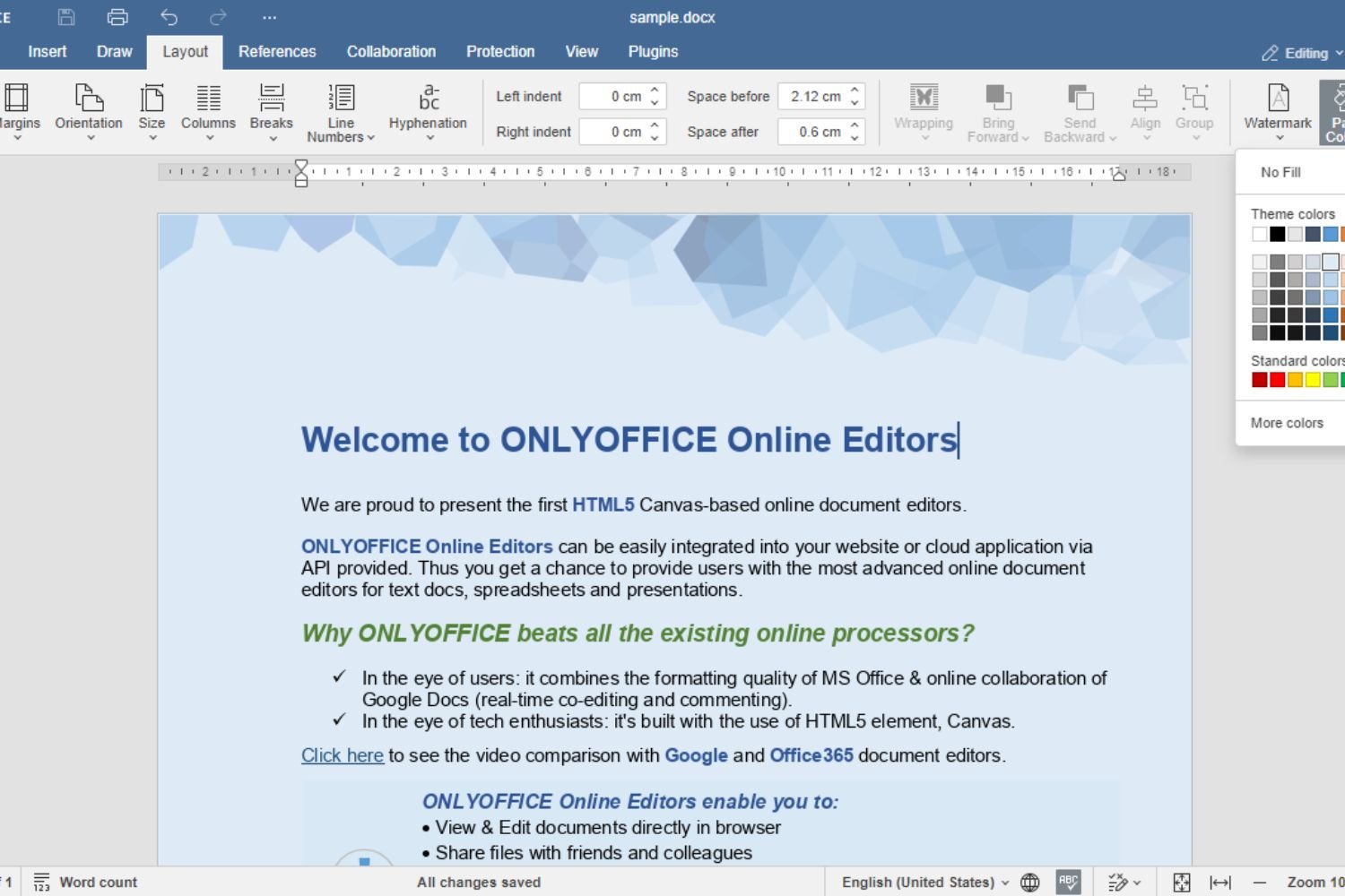 Onlyoffice Couleurs
