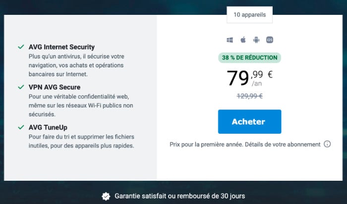 Antivirus AVG Ultimate prix