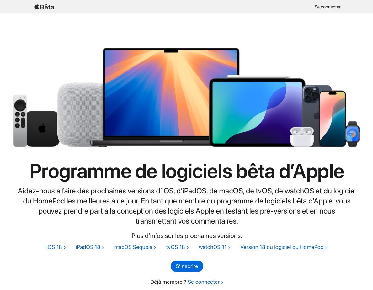 Beta.apple.com S'inscrire