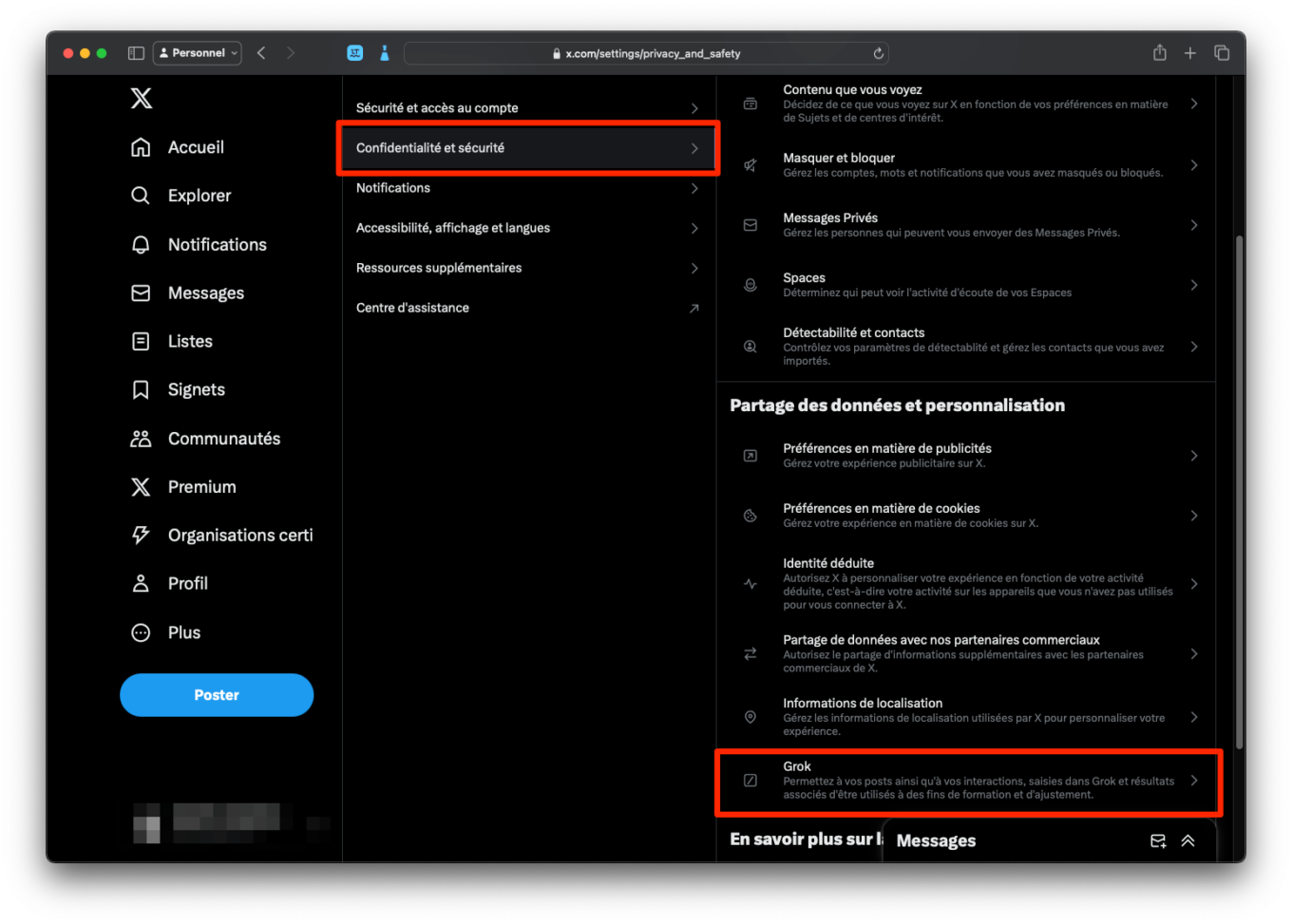 X Twitter Désactiver Utilisation Données Grok 3