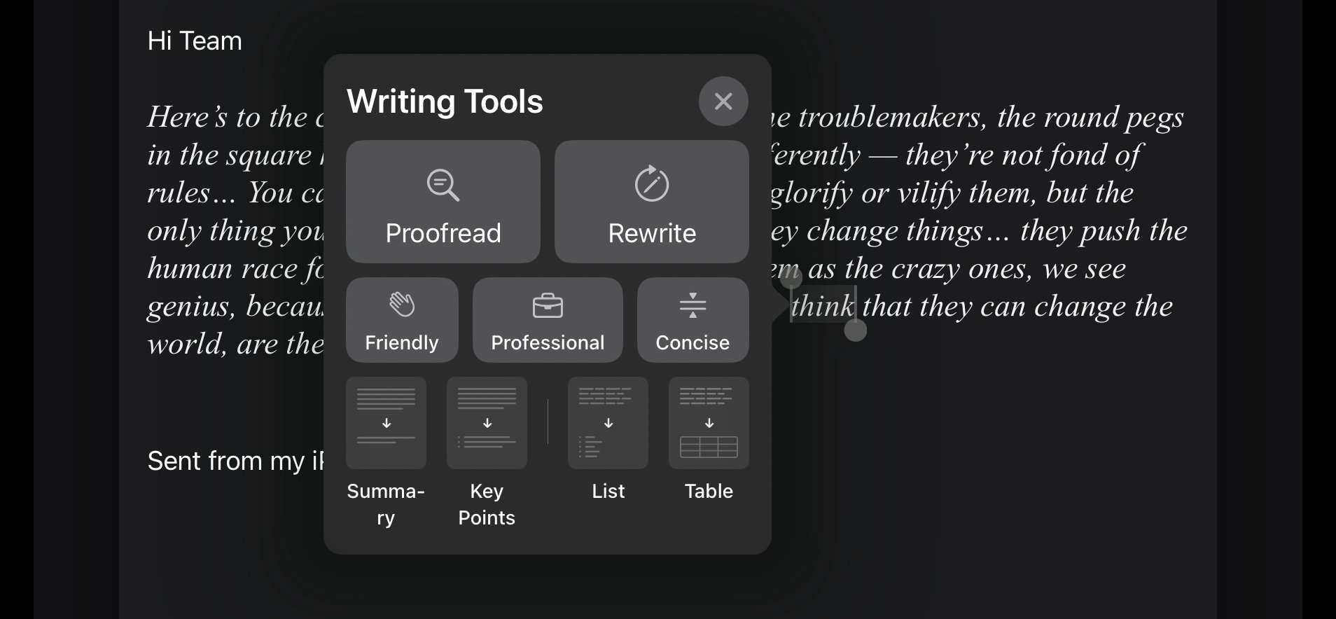 Apple Intelligence Outils écriture