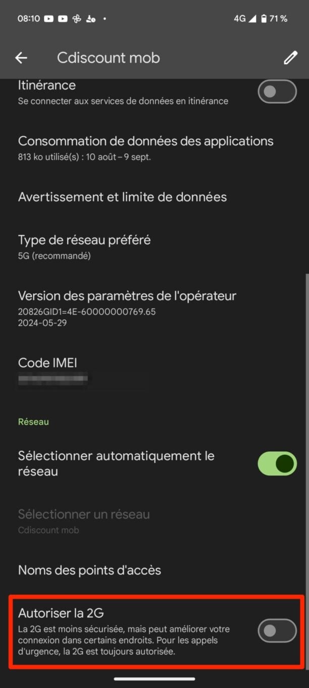 Android Désactiver 2g 4