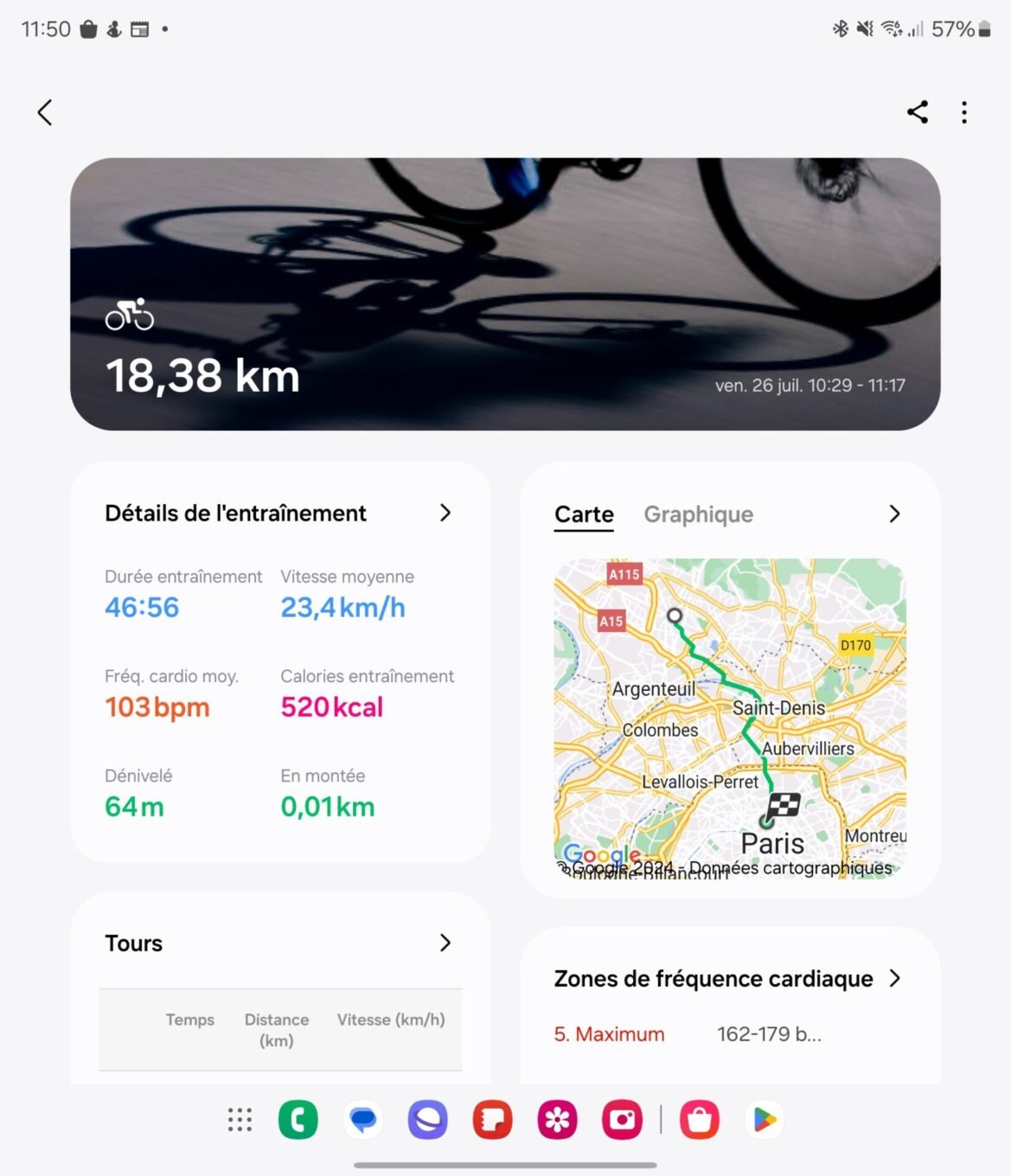 Samsung Health Vélo 26:07