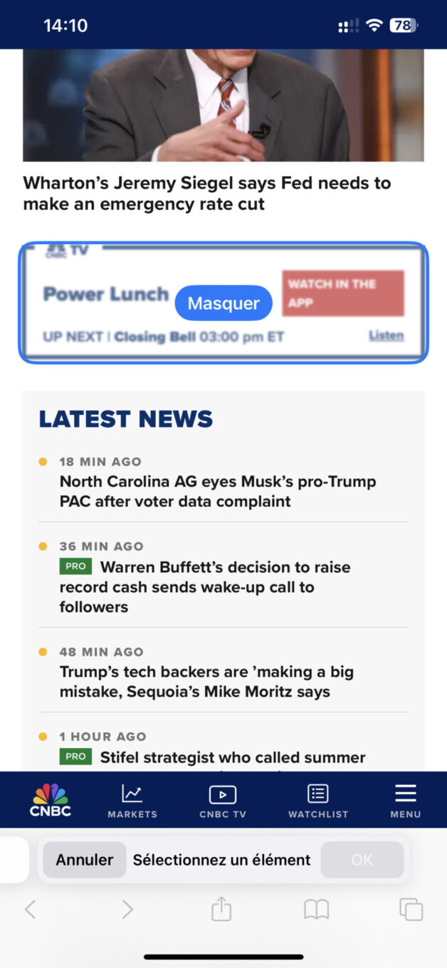 Ios 18 Safari Masquer éléments Gênants 1