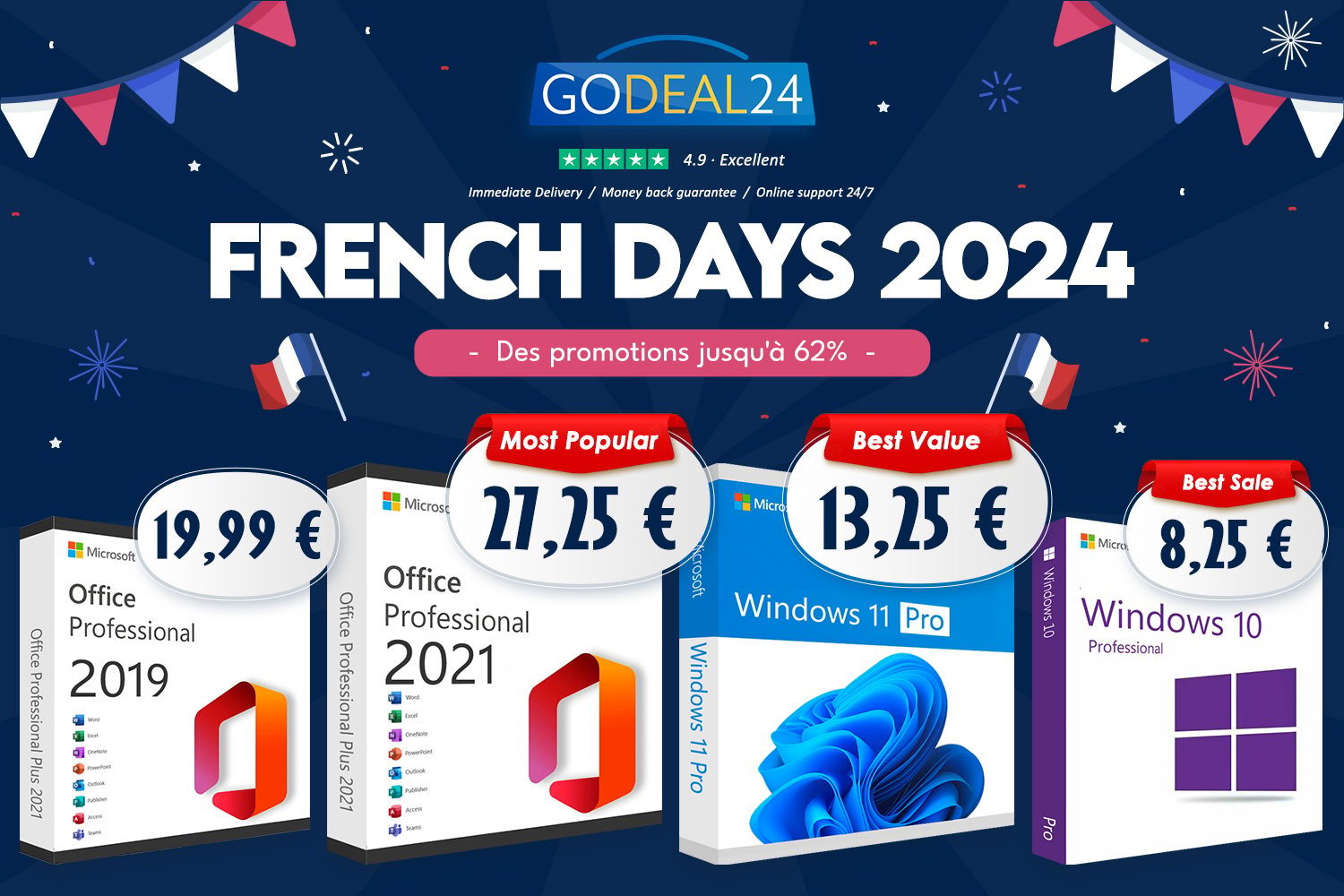 Pour les French Days 2024, GoDeal24 présente des packs Microsoft à vie à partir de 10€ seulement