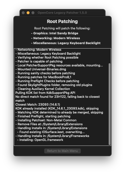 Opencore Legacy Patcher Root Patch 1