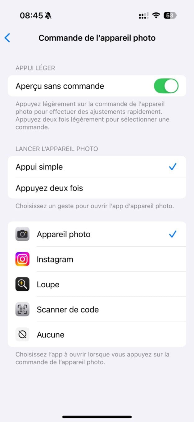 Commande Appareil Photo Ios 18 Réglage